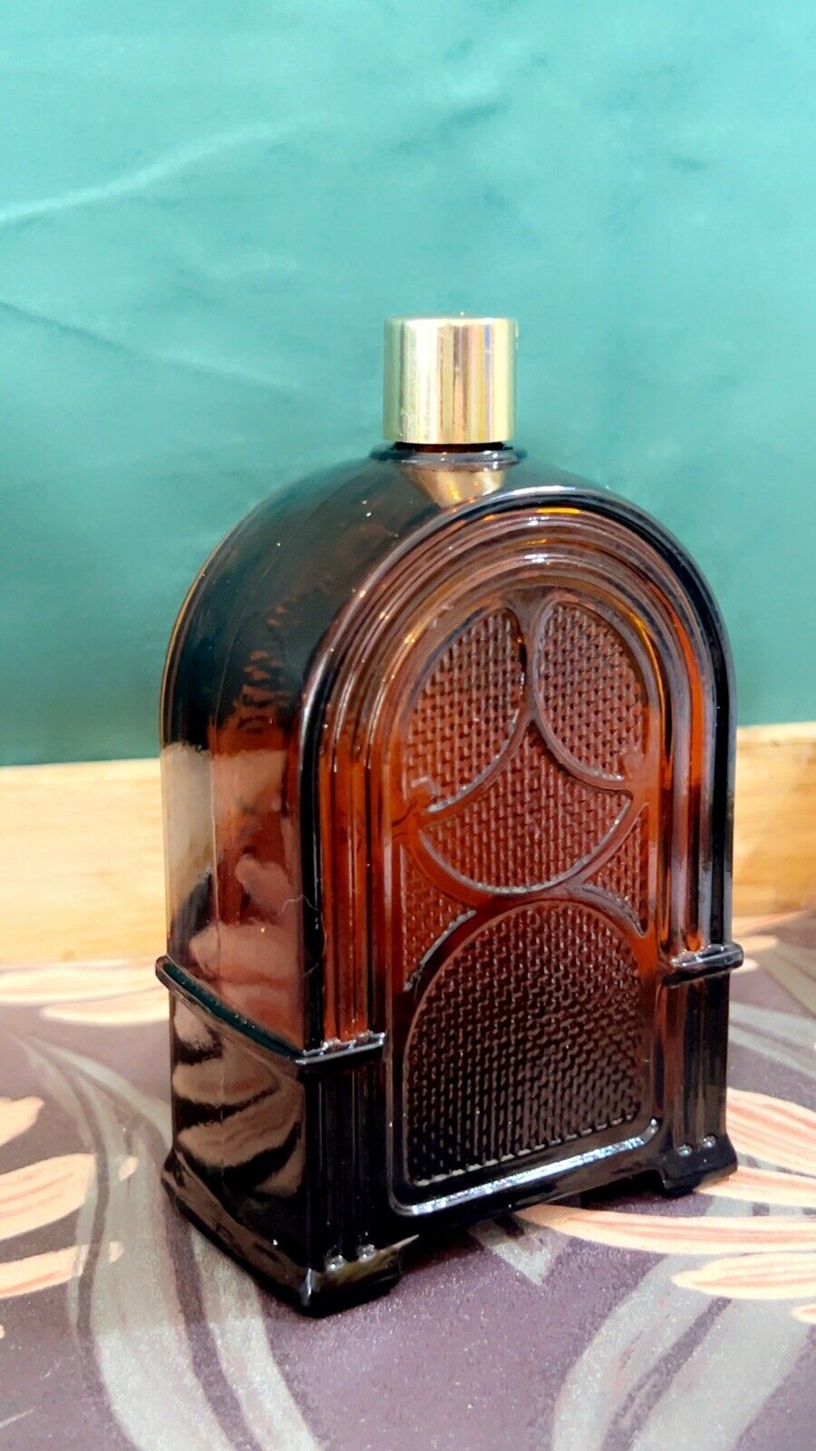 Vintage AVON AMBER BROWN GLASS JUKE BOX Radio Music Perfume Cologne Decanter