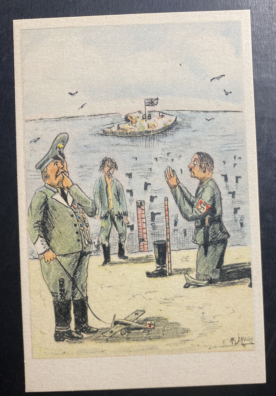 Mint England WW2 Picture Postcard PPC Anti German The Invasion Scene