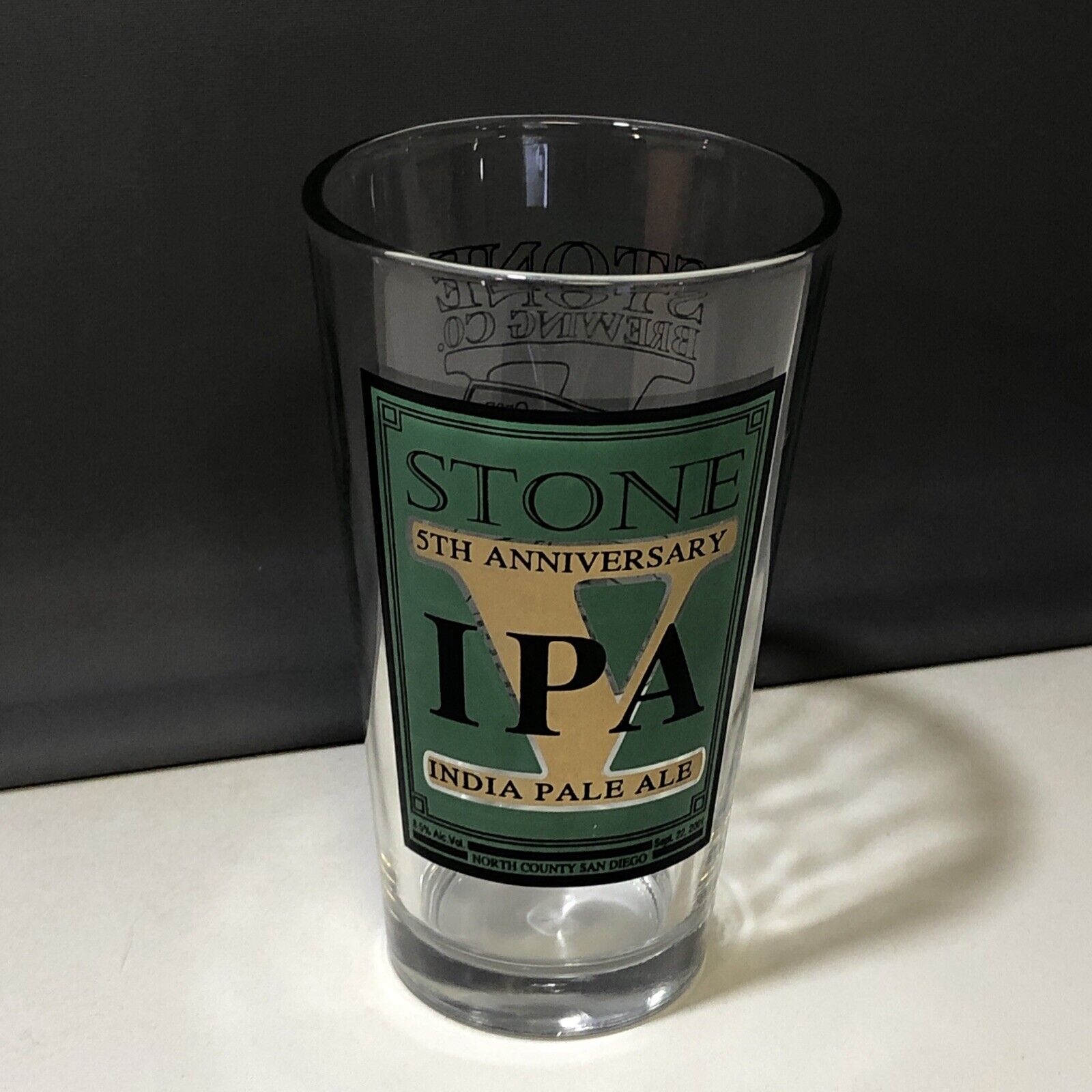 Vintage Stone Brewing 5th Anniversary IPA Pint Glass 2001 Retro Brewery Swag