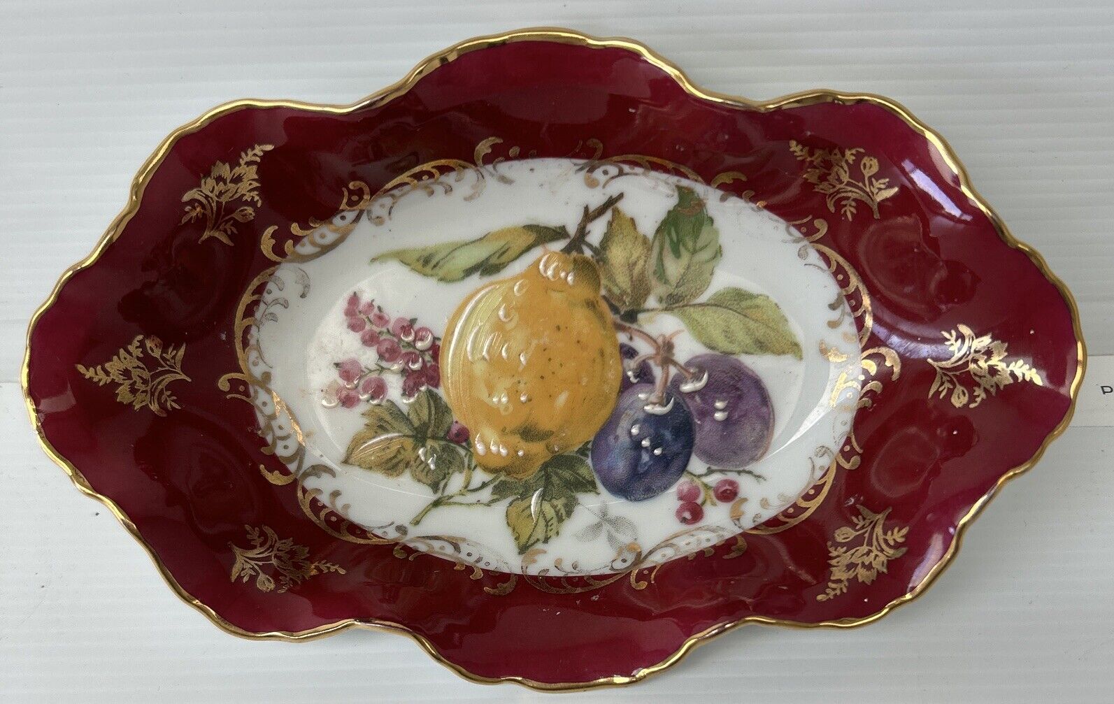 Vintage Rehausse MAIN Limoges France porcelain dish / decorative plate Dish