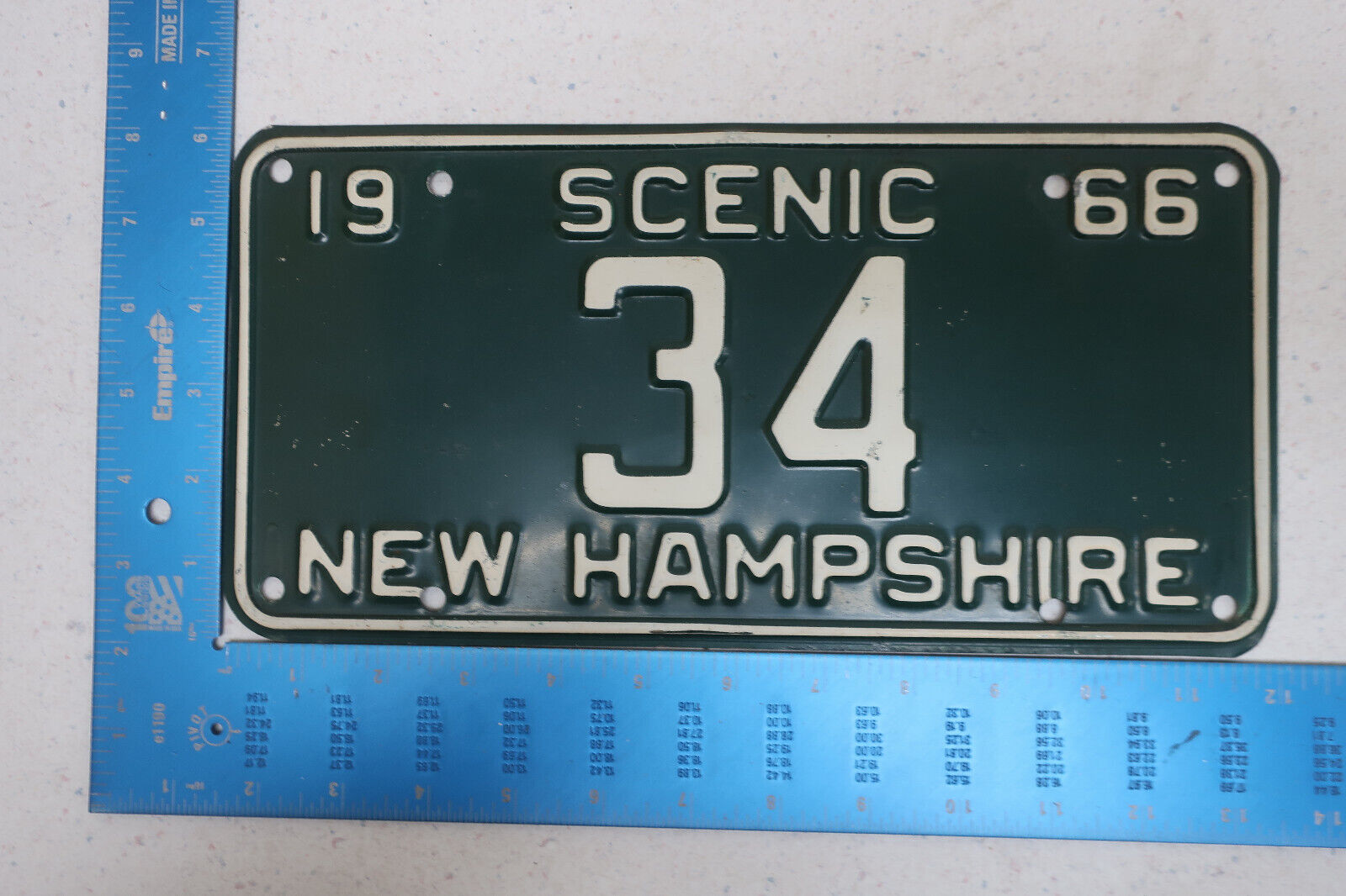 1966 66 NEW HAMPSHIRE NH LICENSE PLATE #34 LOW NUMBER TWO 2 DIGIT TAG