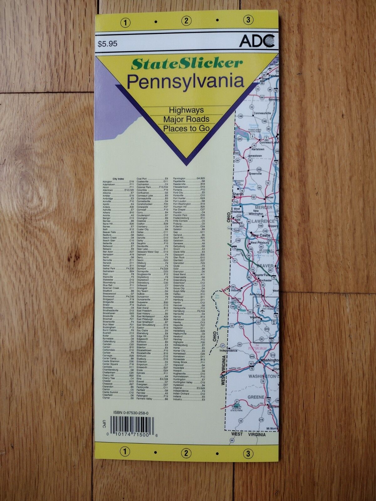 Pennsylvania State Map State Slicker Highways, Major Roads, Places to Go