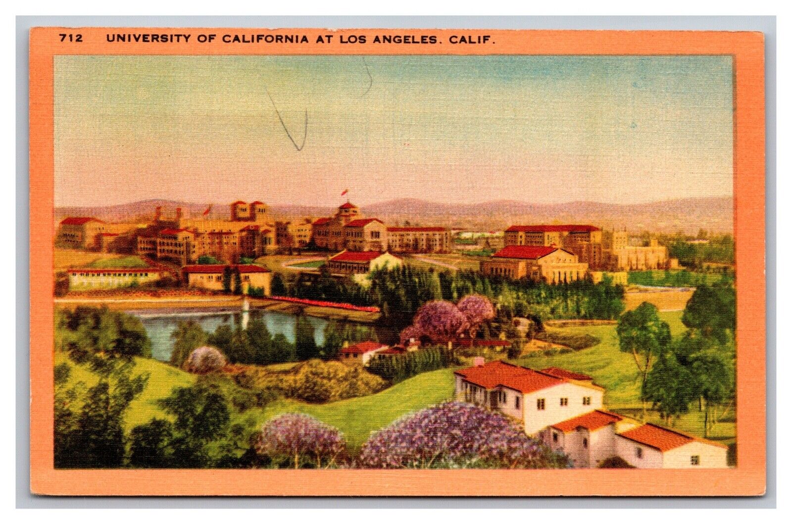 Los Angeles CA California UCLA University of California #712 Linen Postcard
