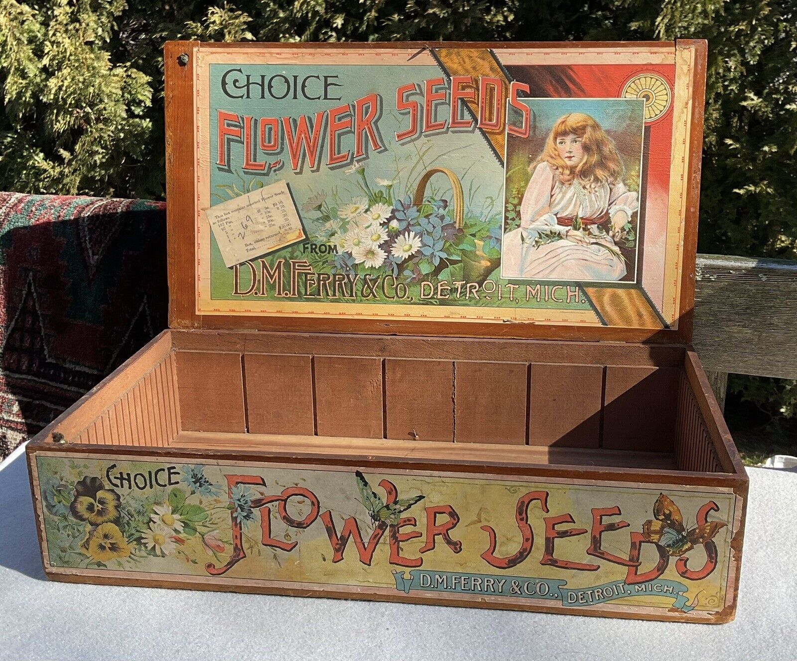 Antique D.M. Ferry & Co. Choice Flower Seeds Advertising Box Flowers Butterfly’s