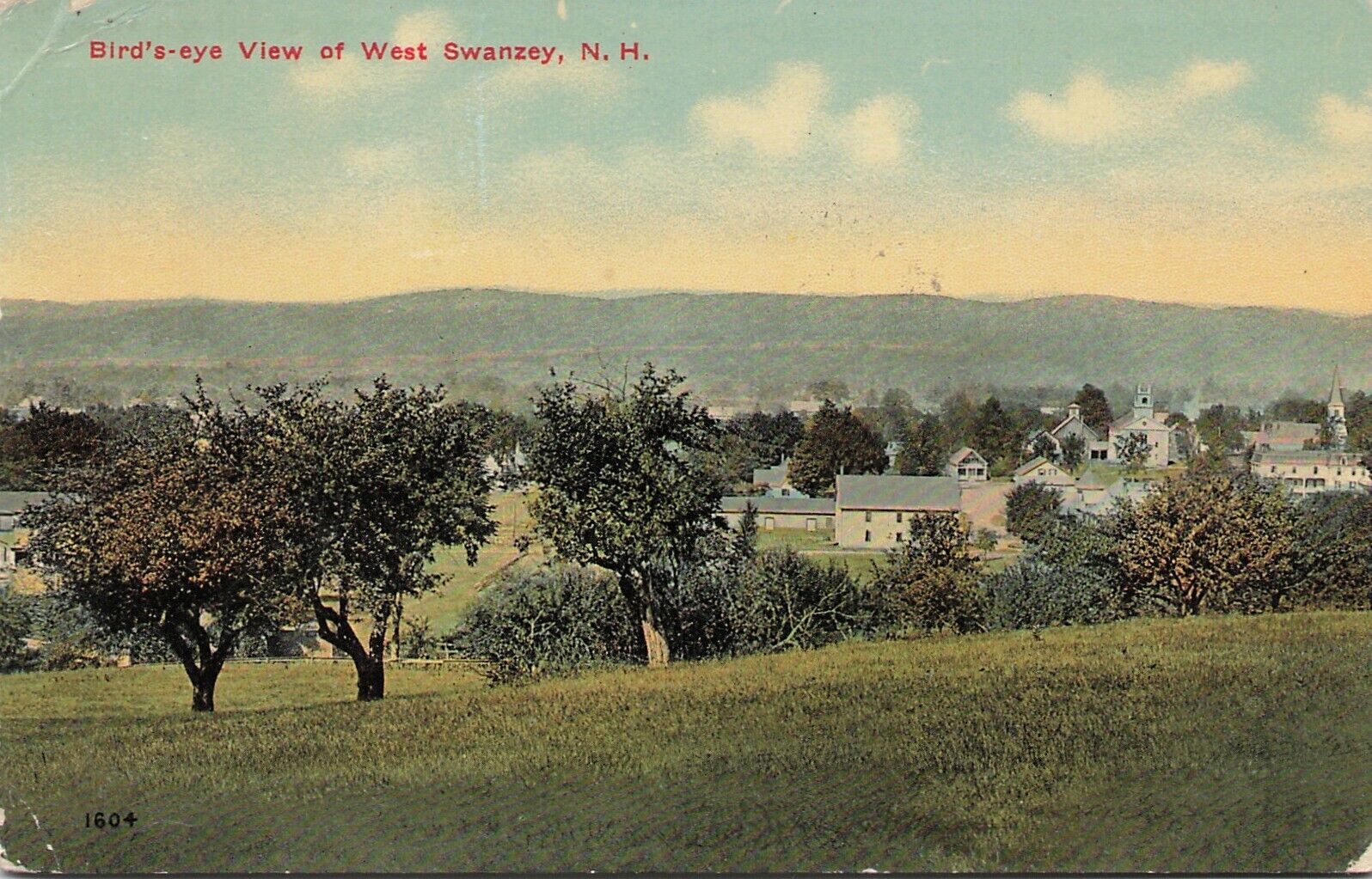 Bird’s-Eye Aerial View Of West Swanzey New Hampshire 1918 Postcard