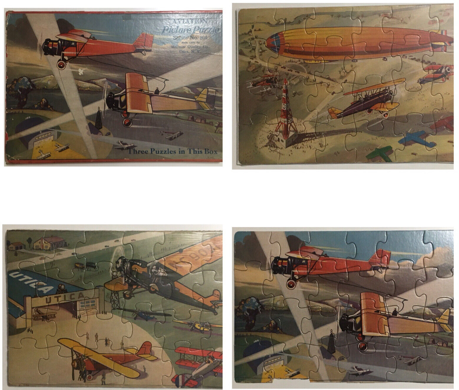 1930 Aviation Zeppelin Dirigible Plane Puzzle No. 804 Madmar Quality Co Utica NY