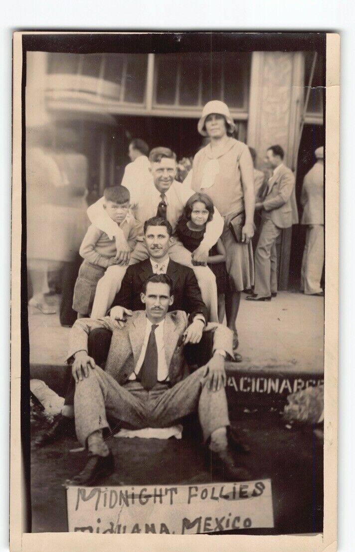 1920s Tijuana Streetside Souvenir Photo~Flapper Era~Mexico RPPC Postcard -P5