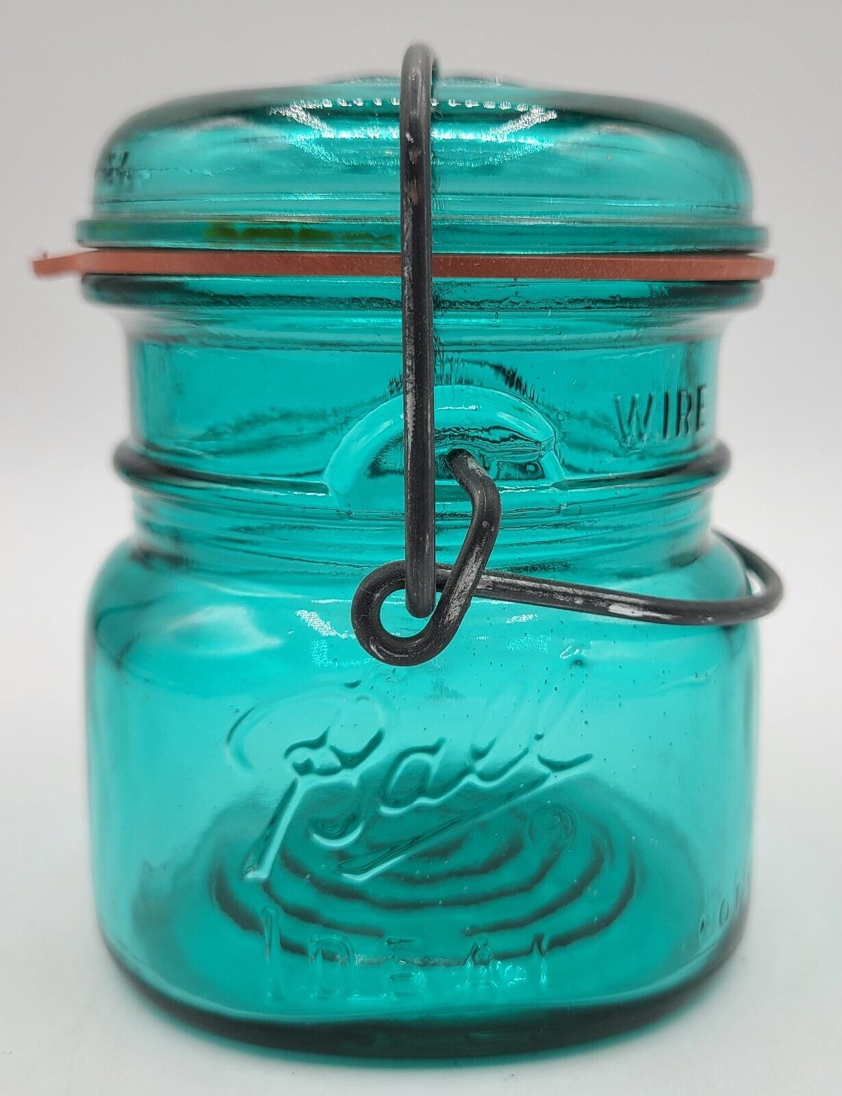 Blue Ball Ideal Mason Glass Jar Half Pint Wire Bail with Lid New Modern Version