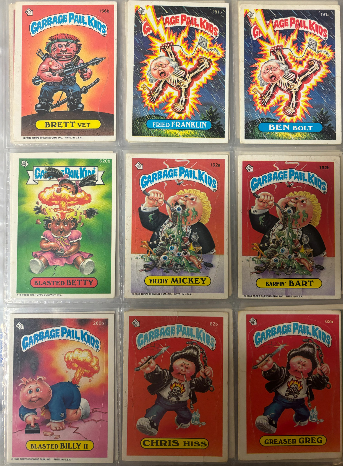 Lot of Garbage Pail Kids 1985-1987, Blasted Billy 2, Blasted Betty, and MORE