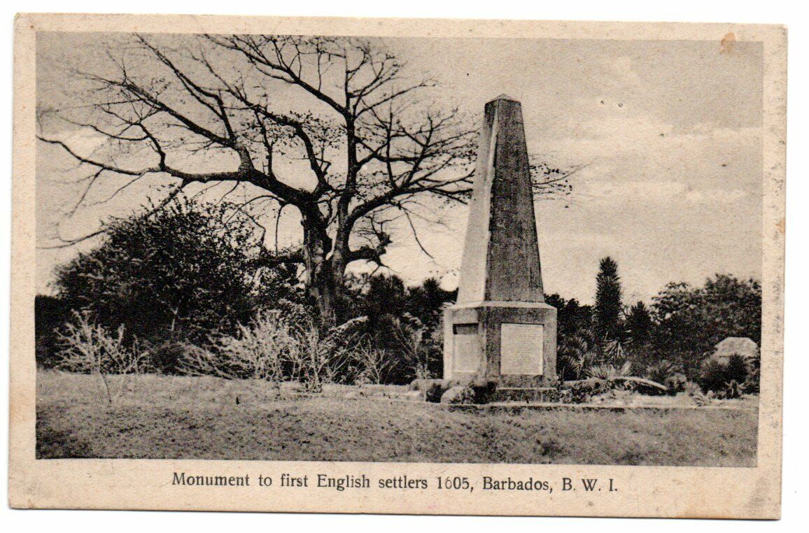 Barbados c1910 Postcard of Monument to first English Settlers 1605