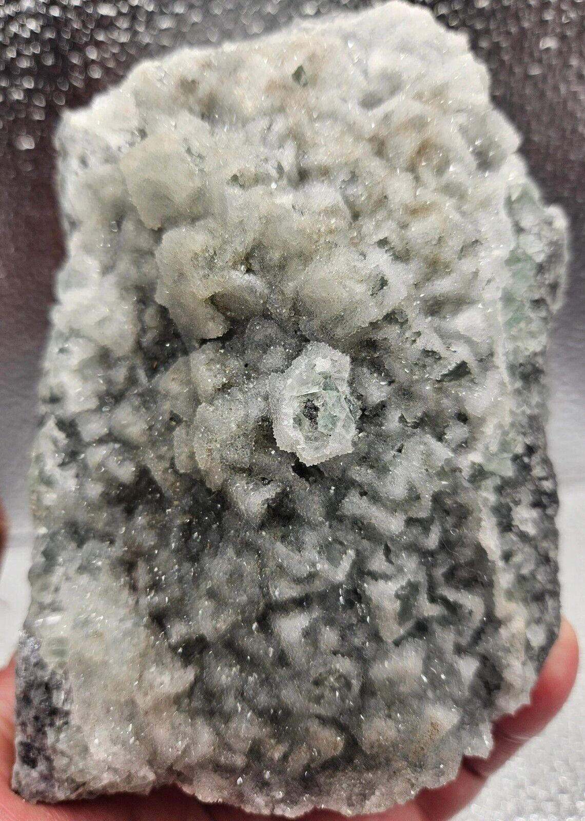 839g Green Sugar Fluorite Sphalerite Druse Sparkly Minerals All Natural Cry