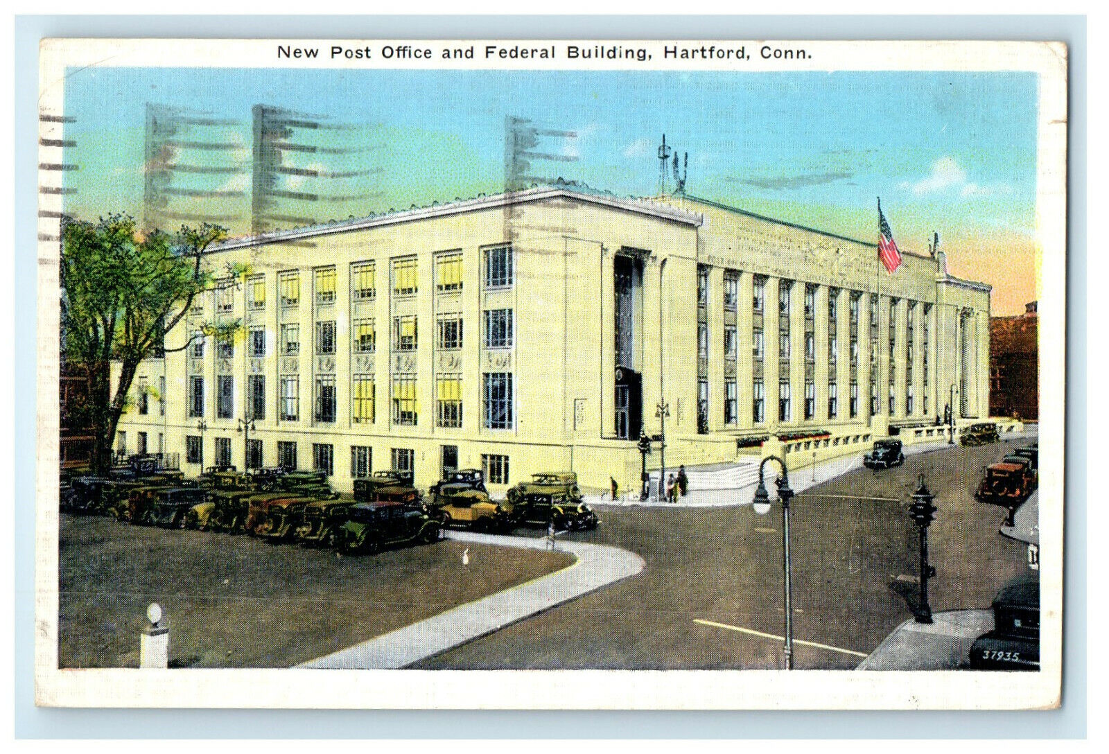 1936 New Post Office and Federal Building, Hartford, Connecticut CT Postcard