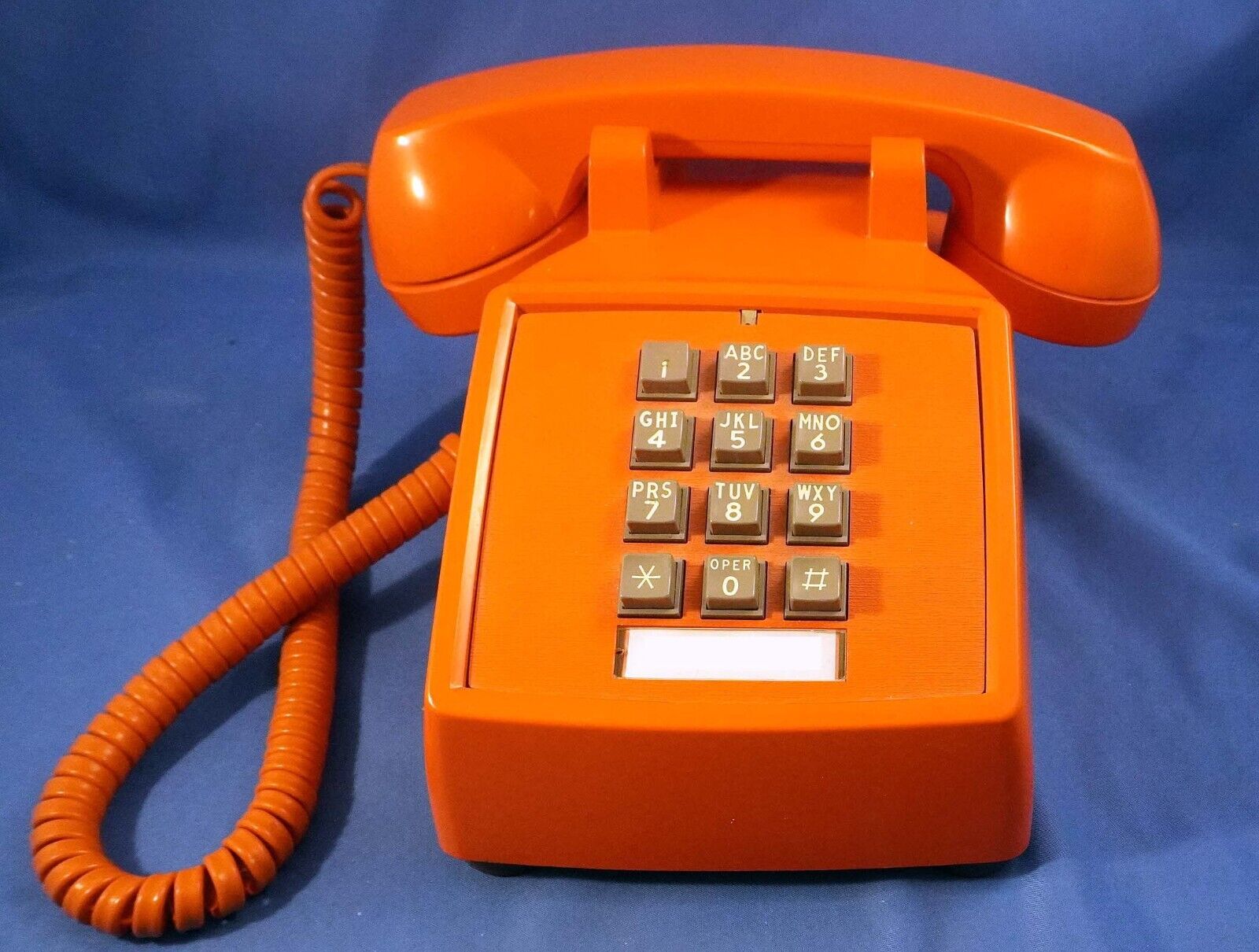 Vintage ITT 2500 Series ORANGE Push Button Touch Tone Desk Table Top Telephone