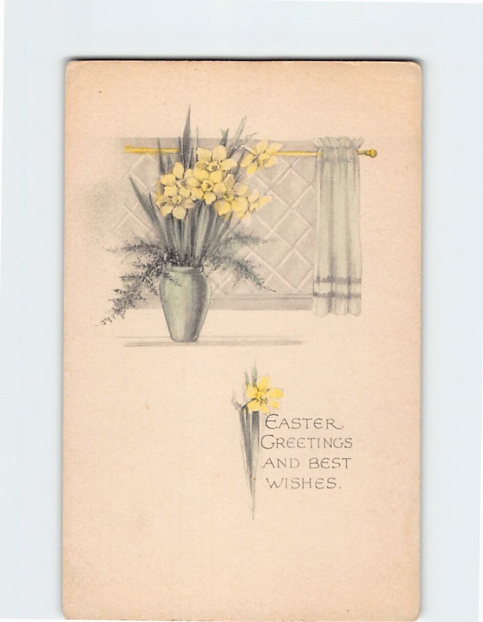 Postcard Easter Greetings & Best Wishes Flowers on a Vase Art Print