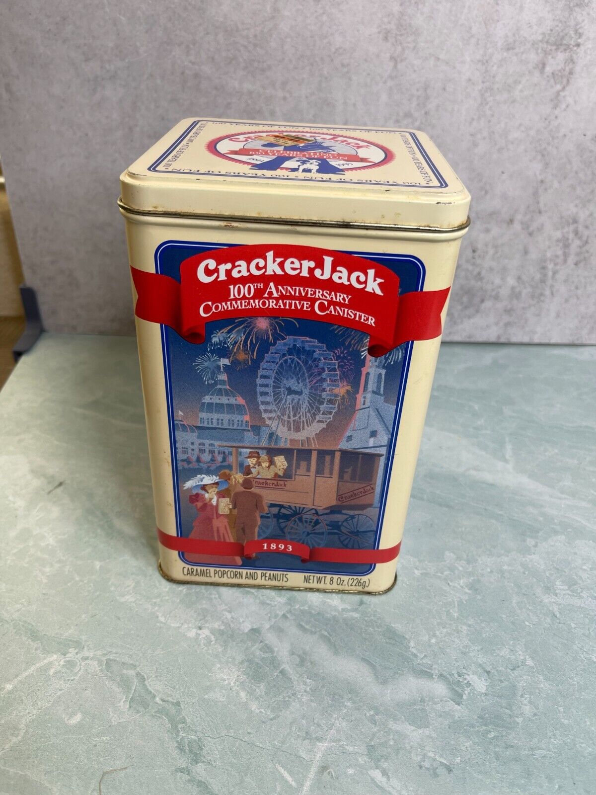Vintage 1993 100th anniversary cracker Jack Tin canister empty 8