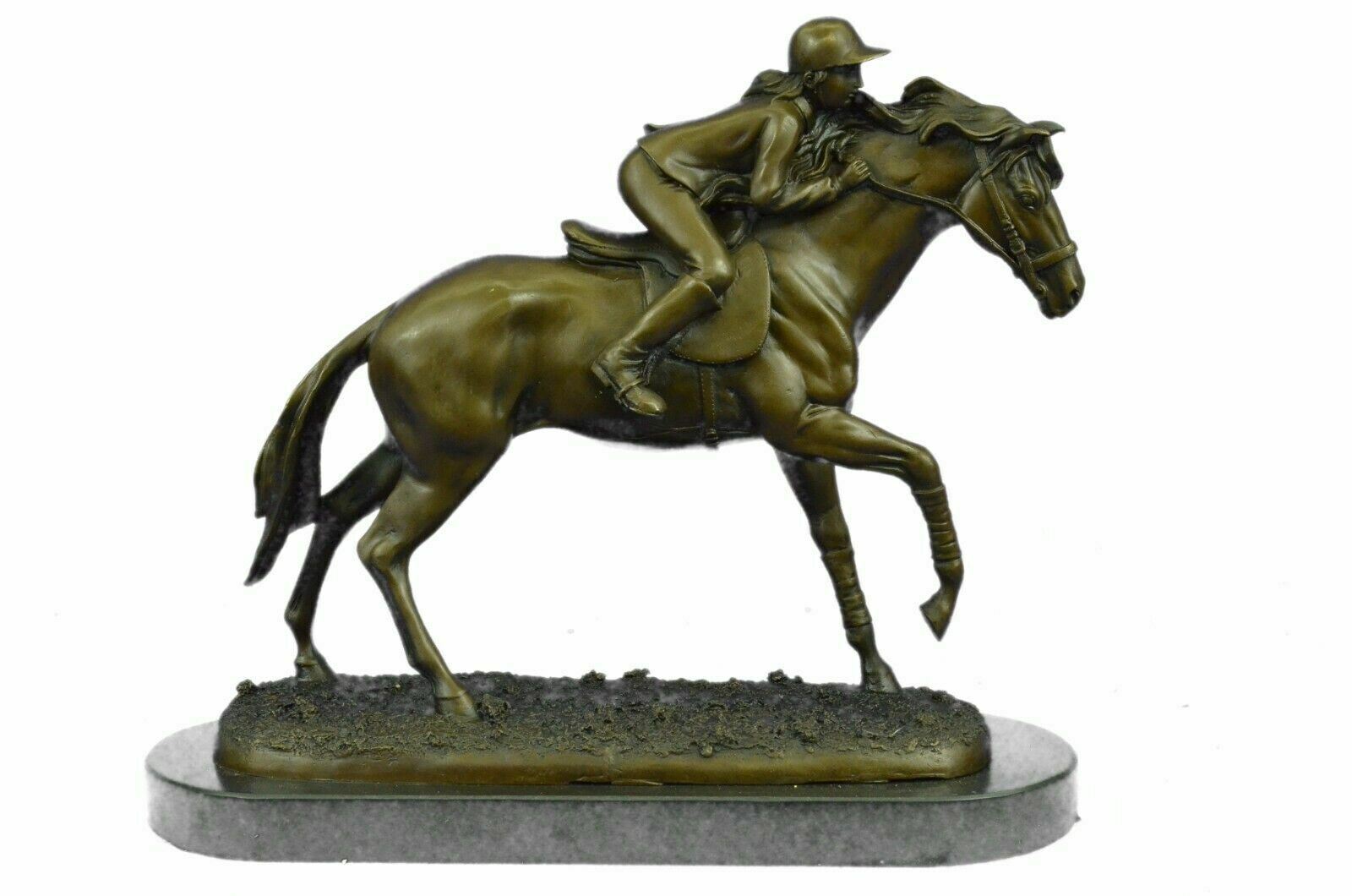 Jockey on Racehorse After the Race signed Mene Hot Cast Artwork Decor Figurine
