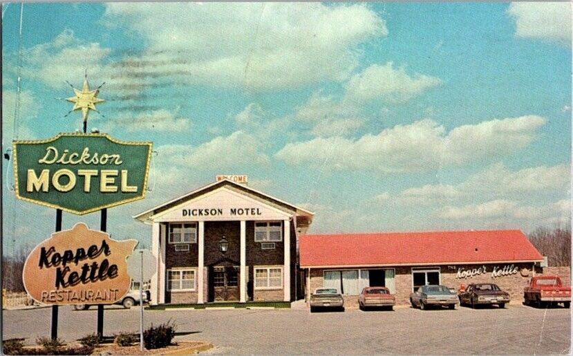 Postcard Dickson Motel Kopper Kettle Restaurant Fairview TN Tennessee 1973 I-376