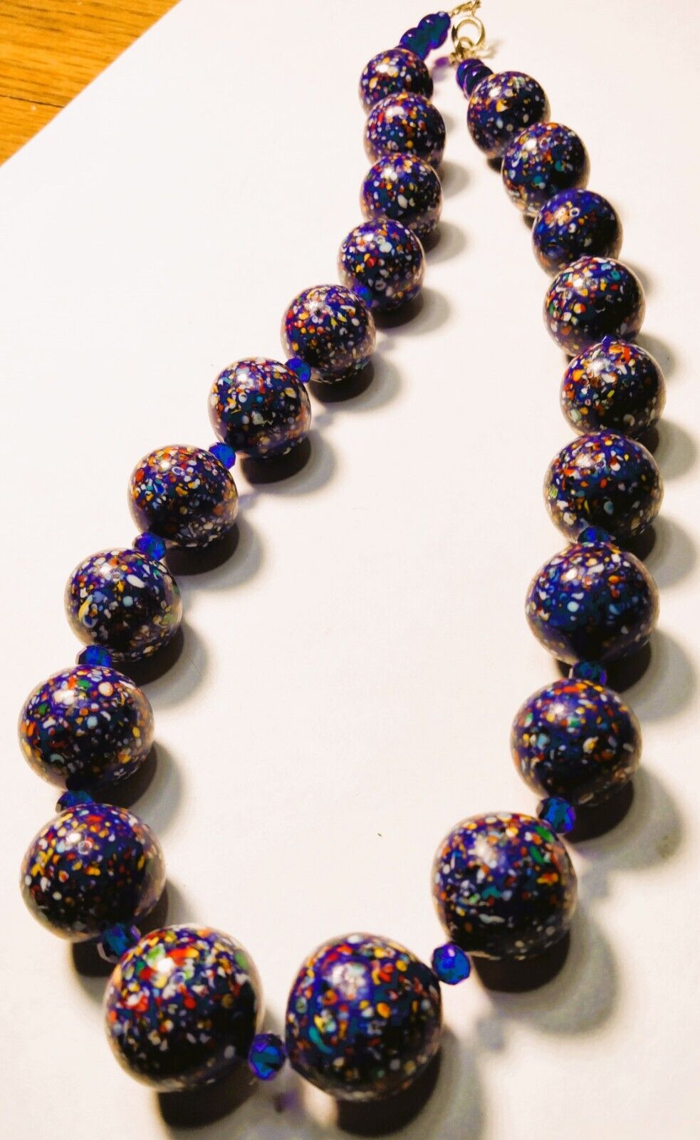Vintage Venetian Fancy Splatter Glass Beads Beaded Necklace