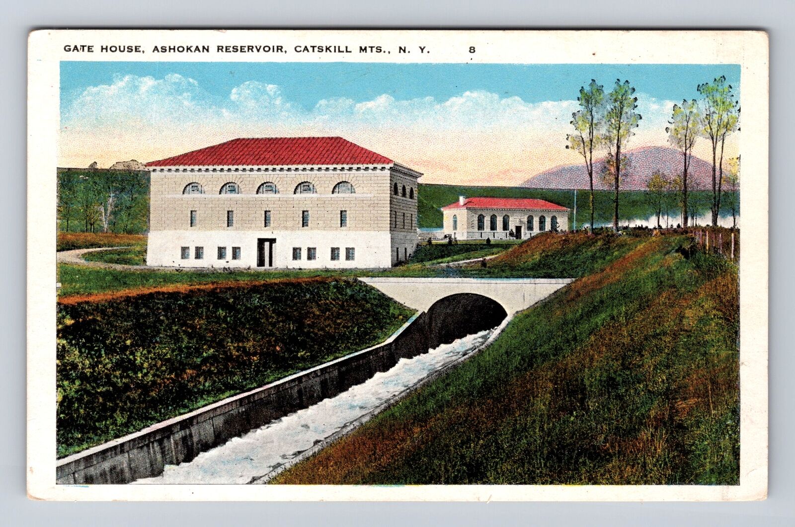 Catskill Mountains NY- New York, Gate House, Ashokan Reservoir, Vintage Postcard