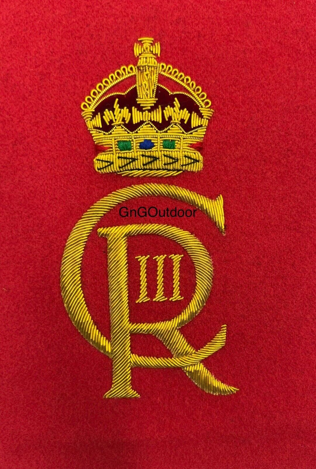 His Majesty The King’s Cypher CIIIR Gold Hand Embroidered Cypher Frame Badge