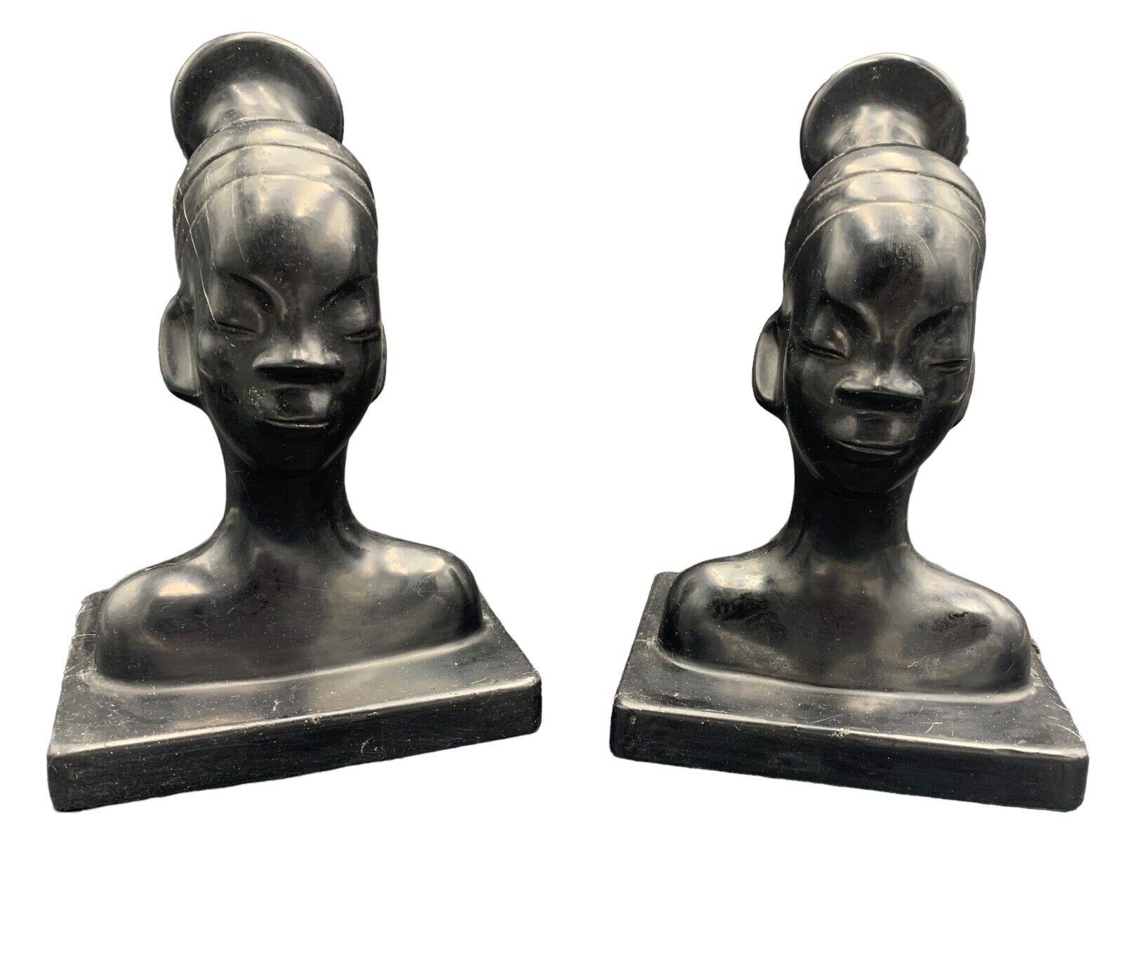 VINTAGE AFRICAN WOMAN BOOK ENDS READ