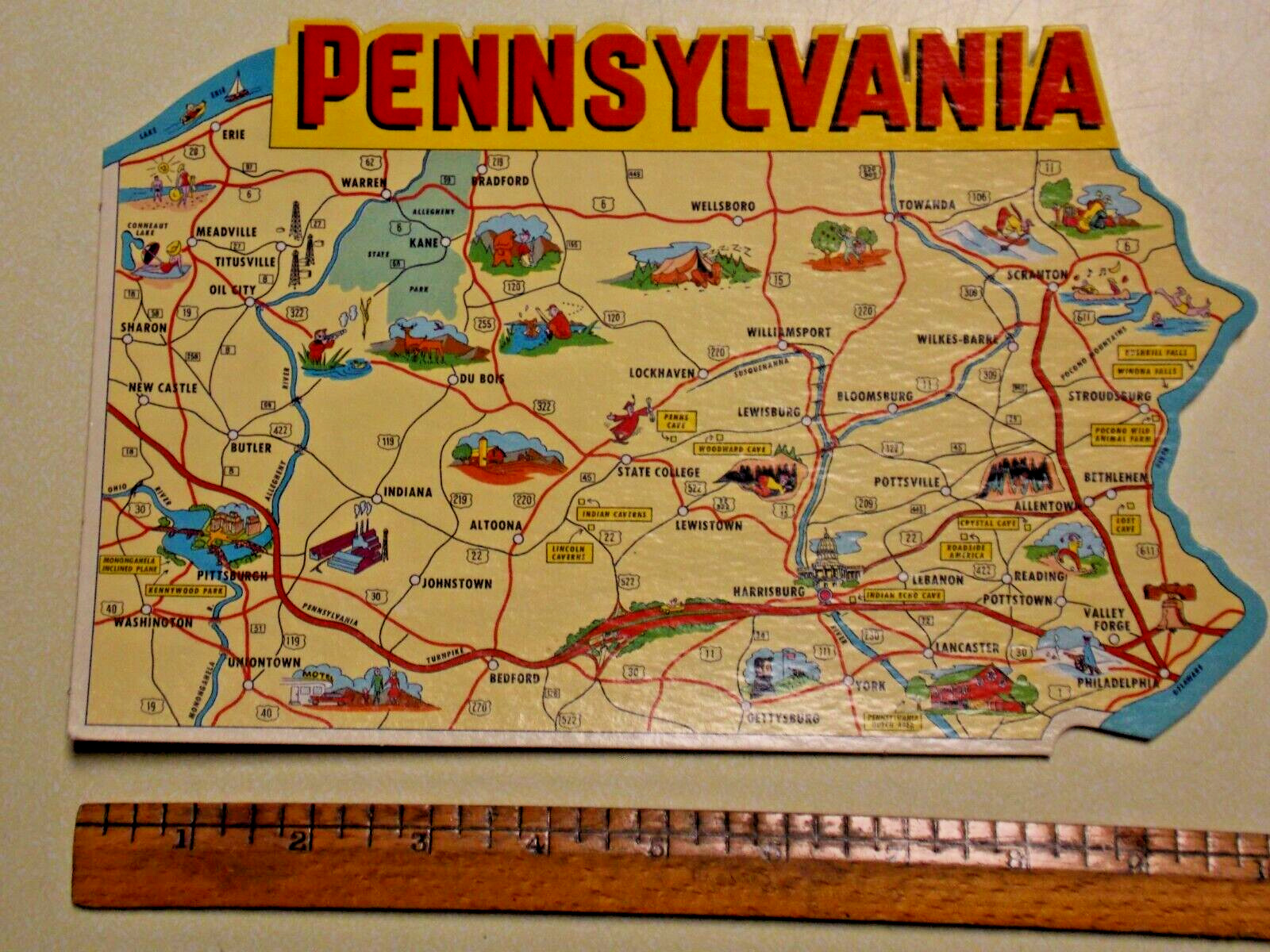Large Pennsylvania State Shaped Postcard