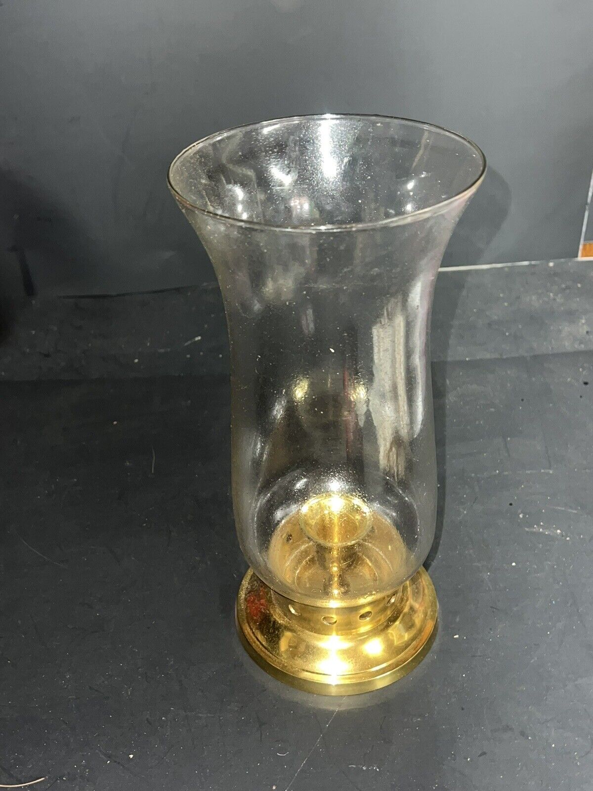 Vintage Carolina Crafters Brass Hurricane Candle Lamp With Glass Shade 10\