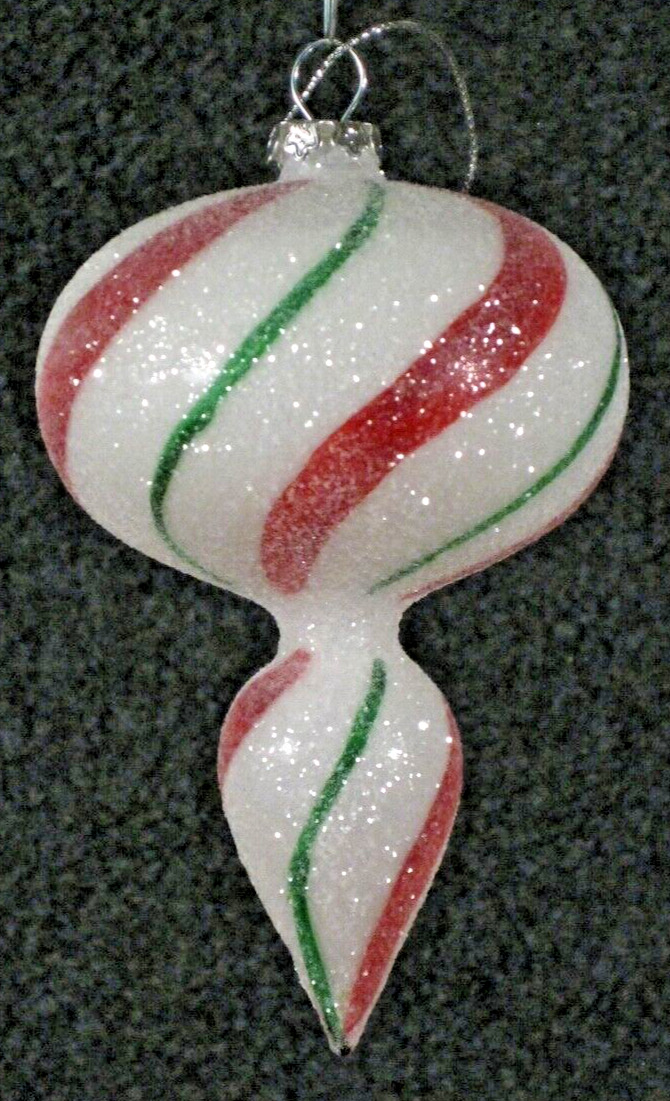 Candy Cane Swirl Sugared Mini Finial Ornaments - K & K Interiors