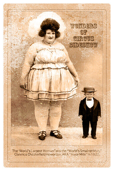 WORLD'S LARGEST WOMAN & MAJOR MITE 1922  PT Barnum Circus Sideshow 