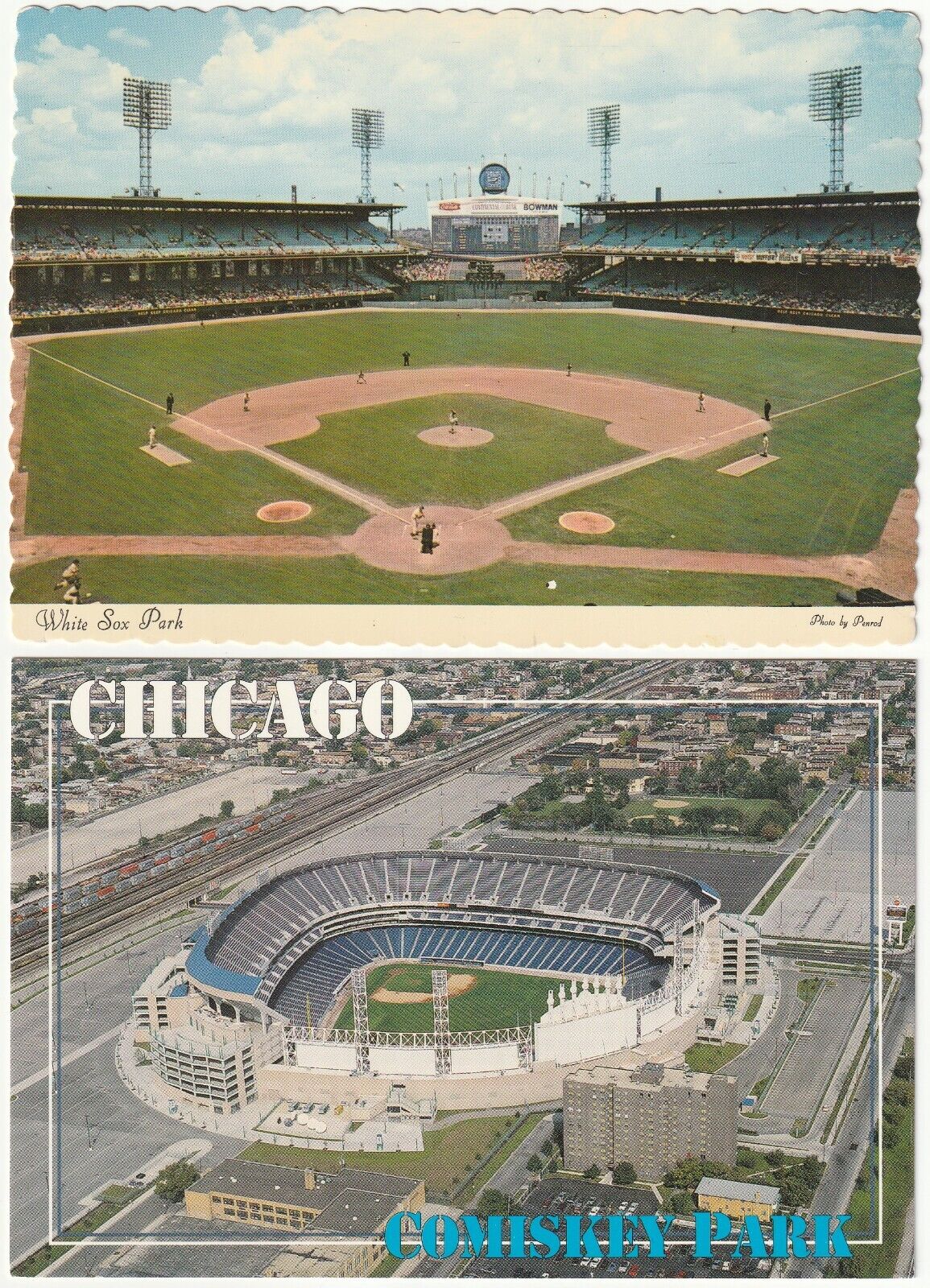Chicago White Sox Comiskey Park Baseball Stadium Postcards - Then & Now