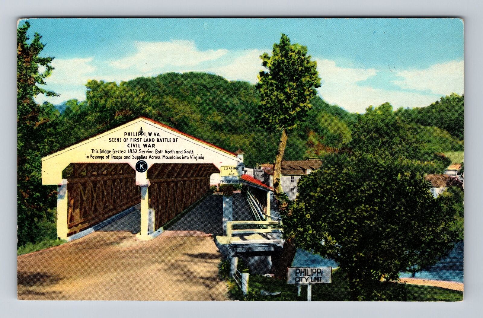 Philippi WV-West Virginia, Old Covered Bridge, Antique, Vintage Postcard