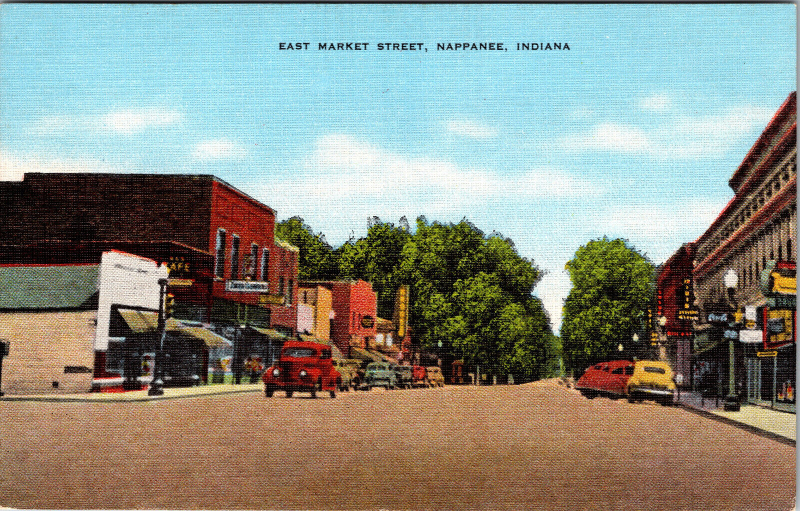 Postcard East Market Street Nappanee Indiana Linen Card 1930-1959