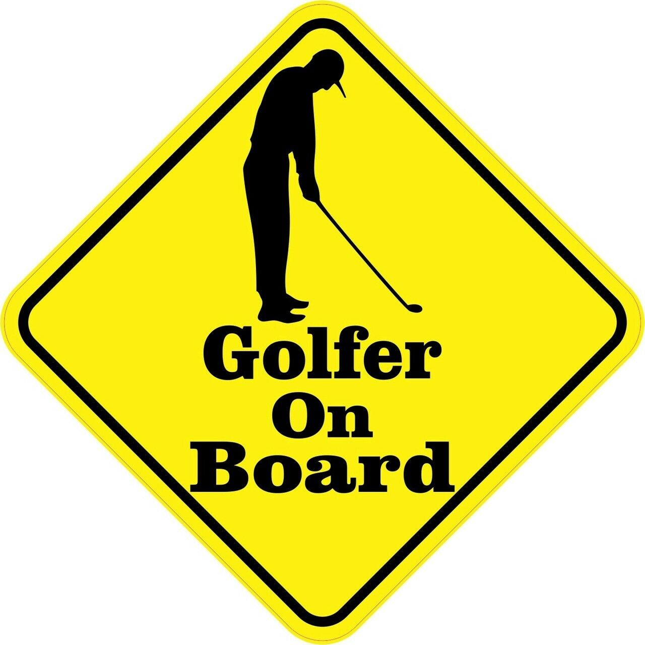5in x 5in Golfer On Board Magnet Car Truck Vehicle Magnetic Sign
