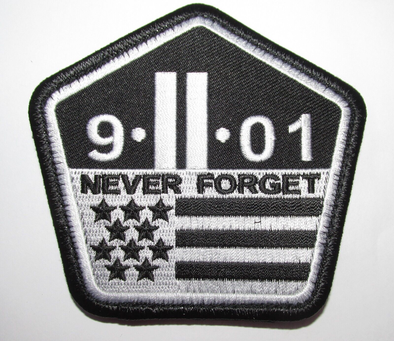 9/11 Never Forget Patch Twin Towers  EMBROIDERED  3.5 INCH HOOK PATCH