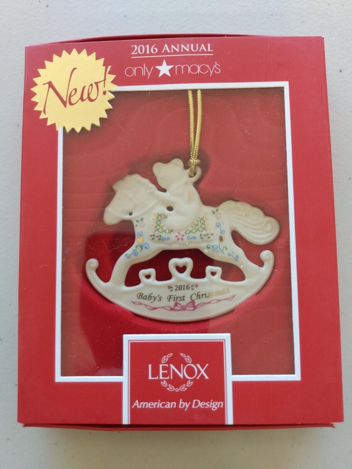 Baby's First Christmas Rocking Horse Ornament by Lenox, 2016