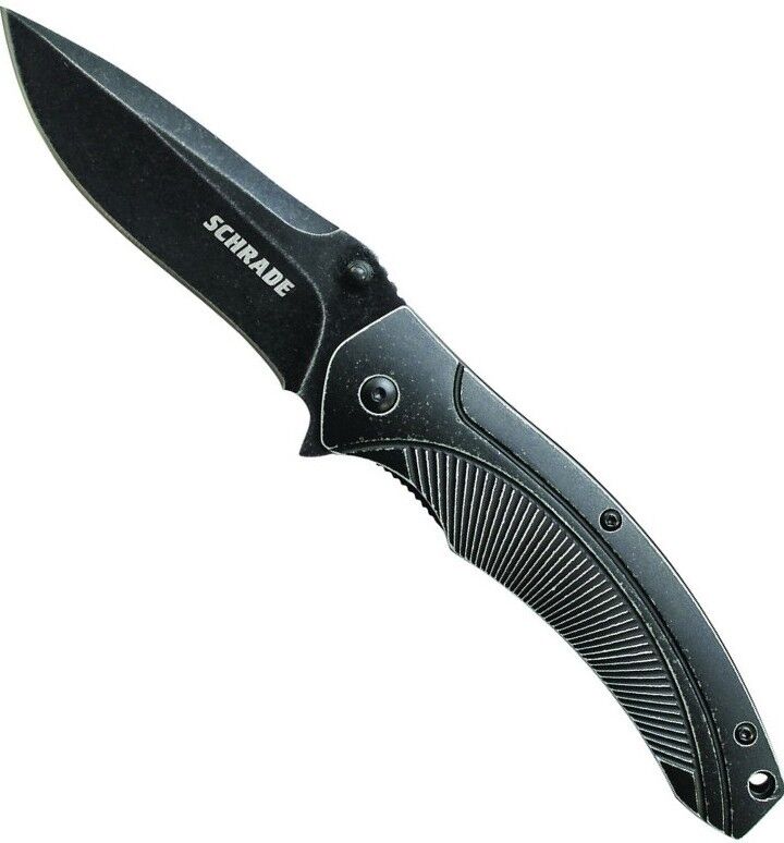 Schrade Large Drop Point 9Cr18MoV Steel Aluminum Handle Stone Washed SCH218L NEW