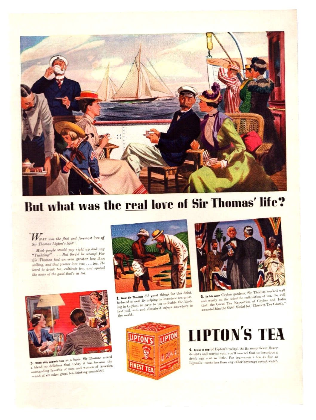 Vtg Print Ad 1938 Lipton\'s Finest Tea