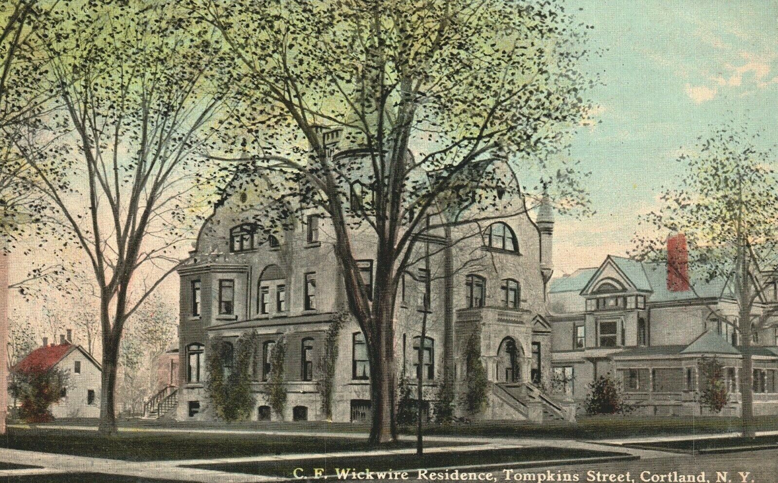 Vintage Postcard 1910\'s C.F. Wickwire Residence Tompkins St Cortland NY New York