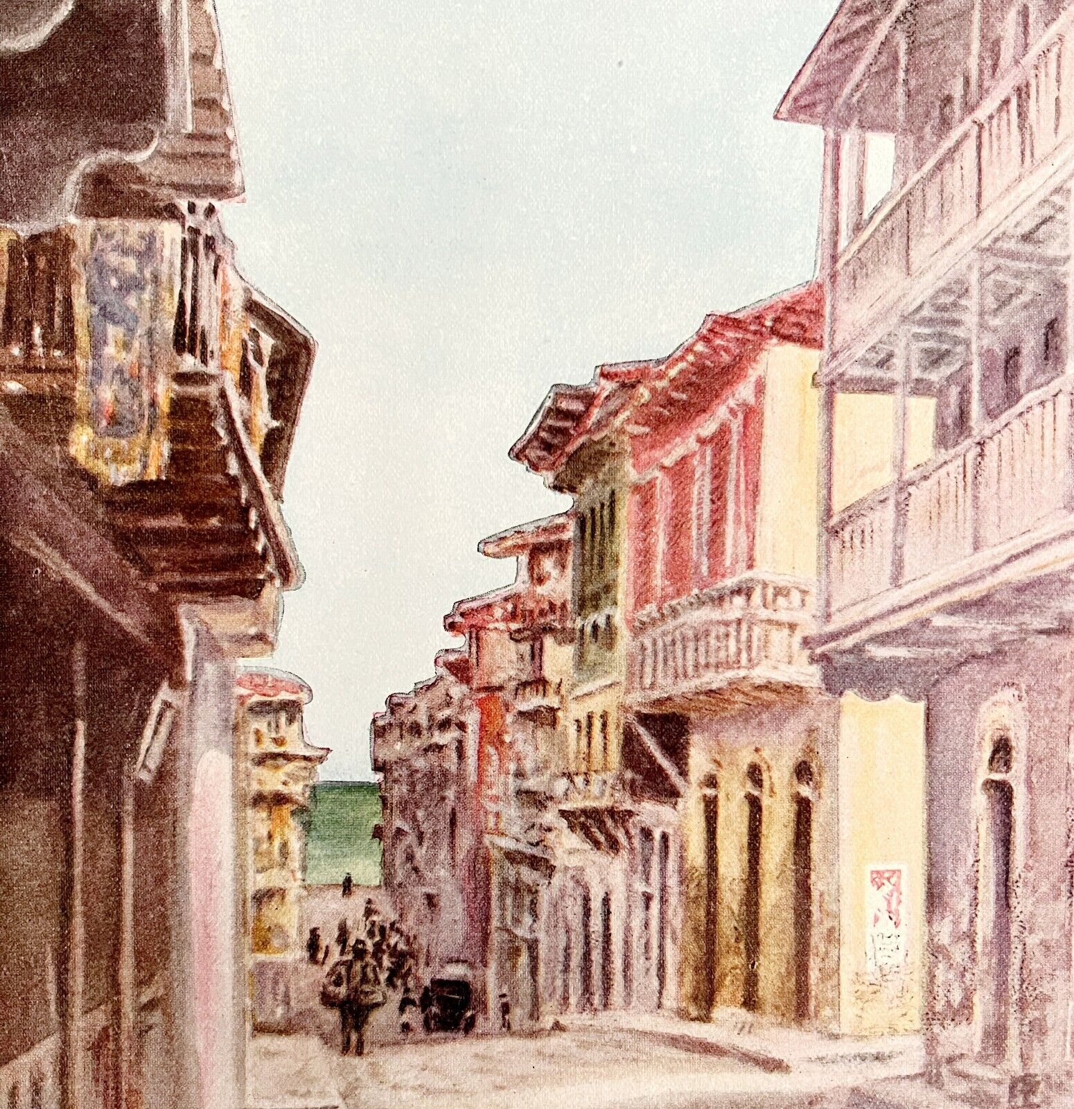 Panama City Streets 1913 Panama Canal History Watercolor Art Print EJ Read DWAA5