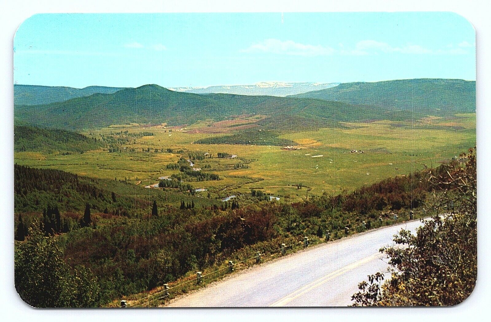 Yampa River Valley from Rabbit Ear Pass Hwy 40 Steamboat Springs CO Postcard C22