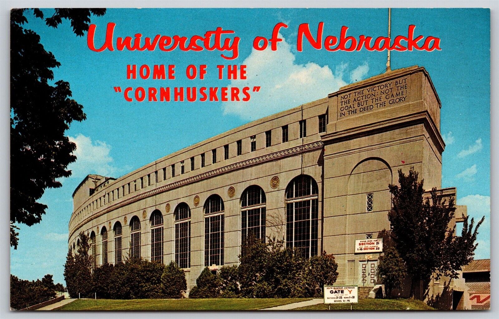 Postcard Memorial Stadium Lincoln Nebraska Cornhuskers C81