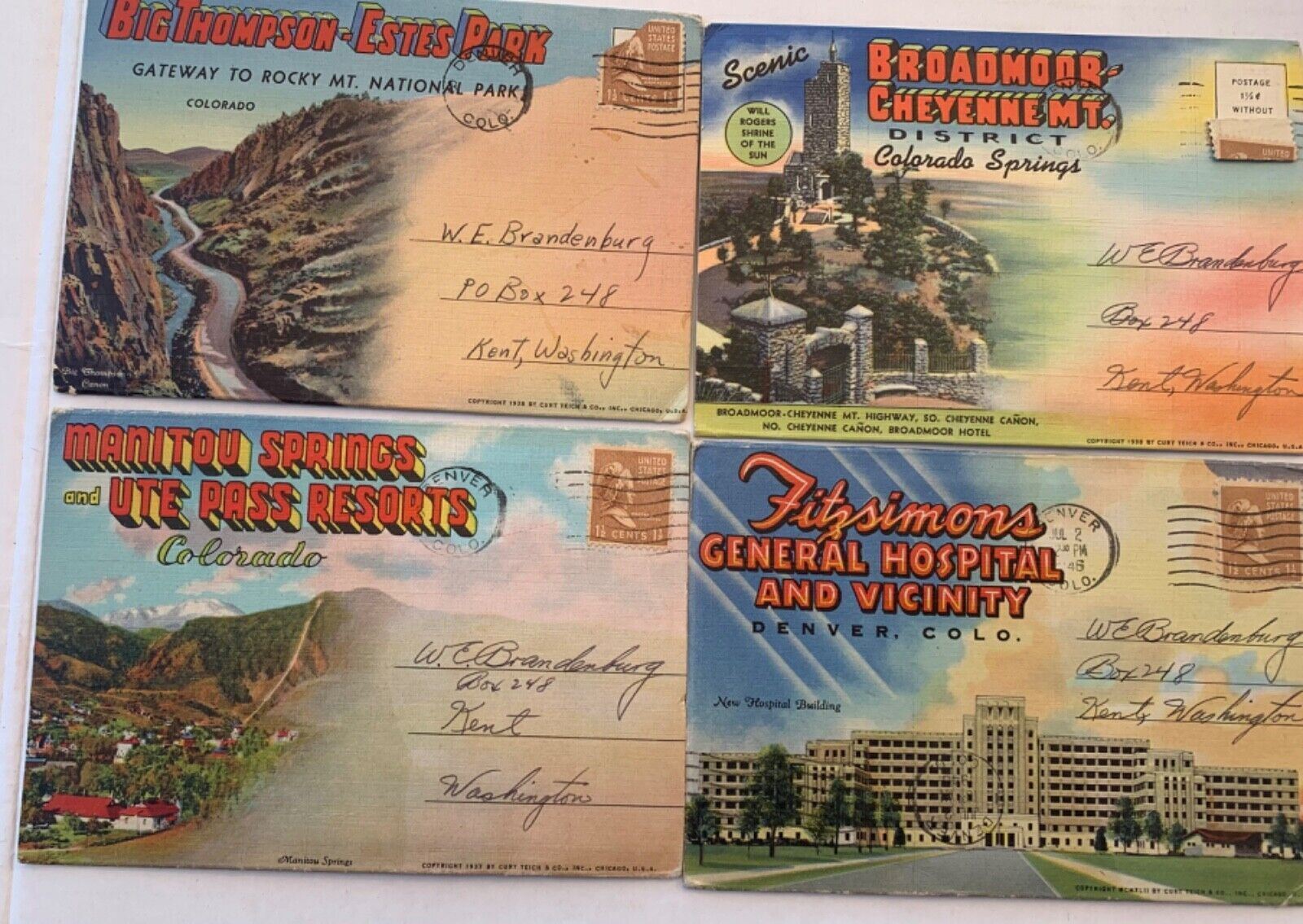 Colorado Springs Vintage Fold Out Souvenir Folder Postcard Denver Lot of (4)
