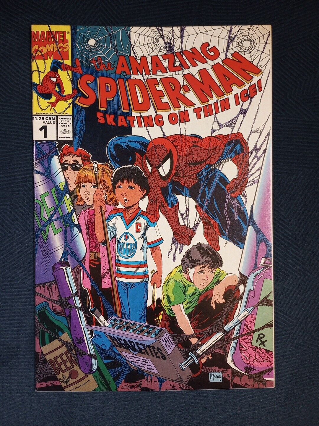 AMAZING SPIDER-MAN: SKATING ON THIN ICE #1 (1990) NM+ Canadian Price Variant