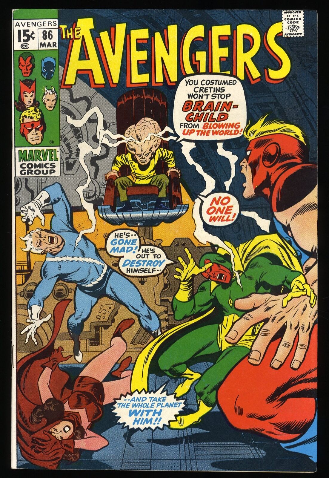 Avengers #86 VF/NM 9.0 1st Appearance Brain Child Marvel 1971