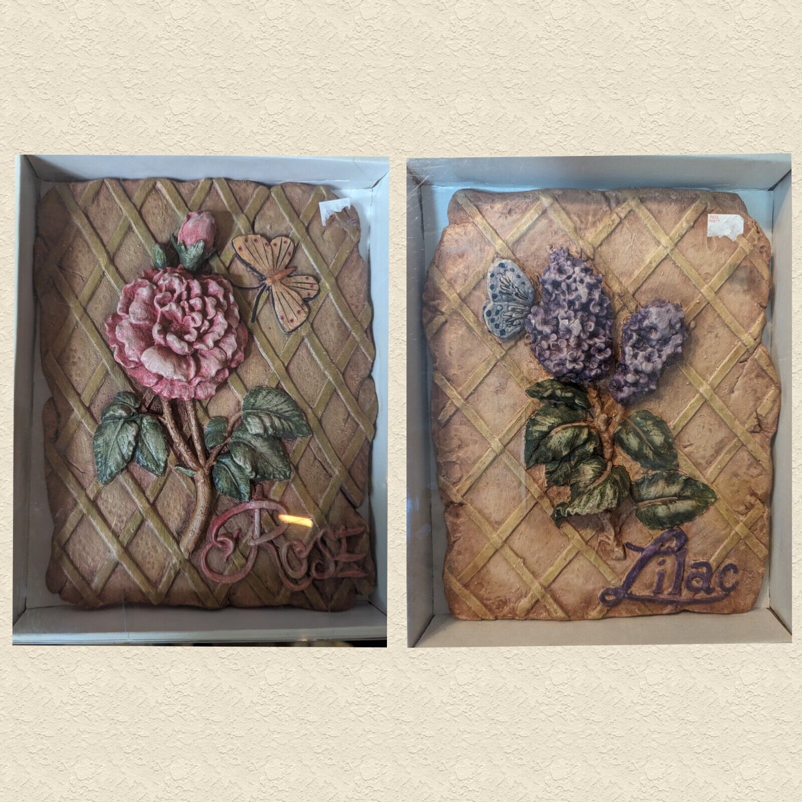 3D Ceramic Rose & Lilac Wall Decor