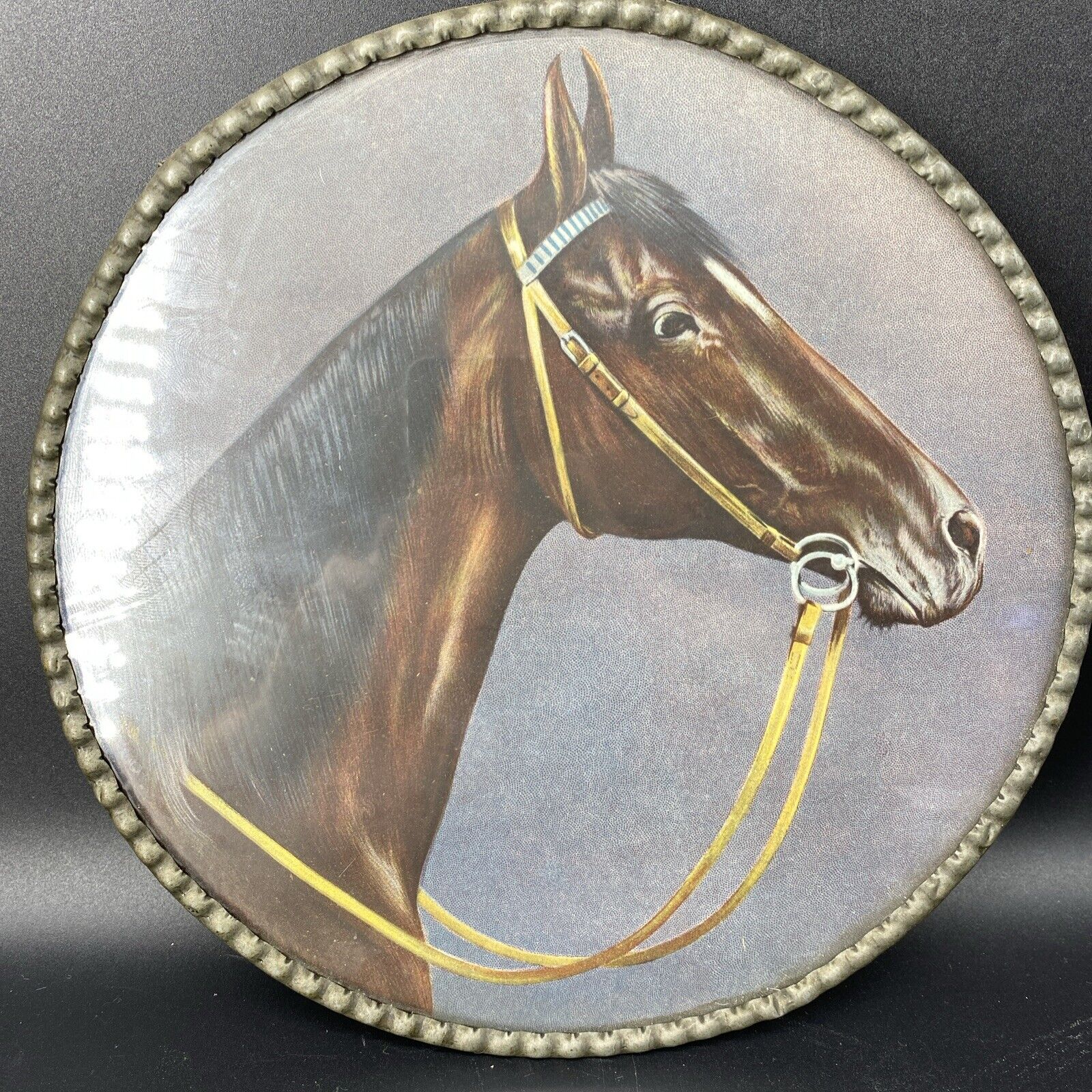 Antique Victorian Germany Equestrian Horse Flue Cover 9.5”