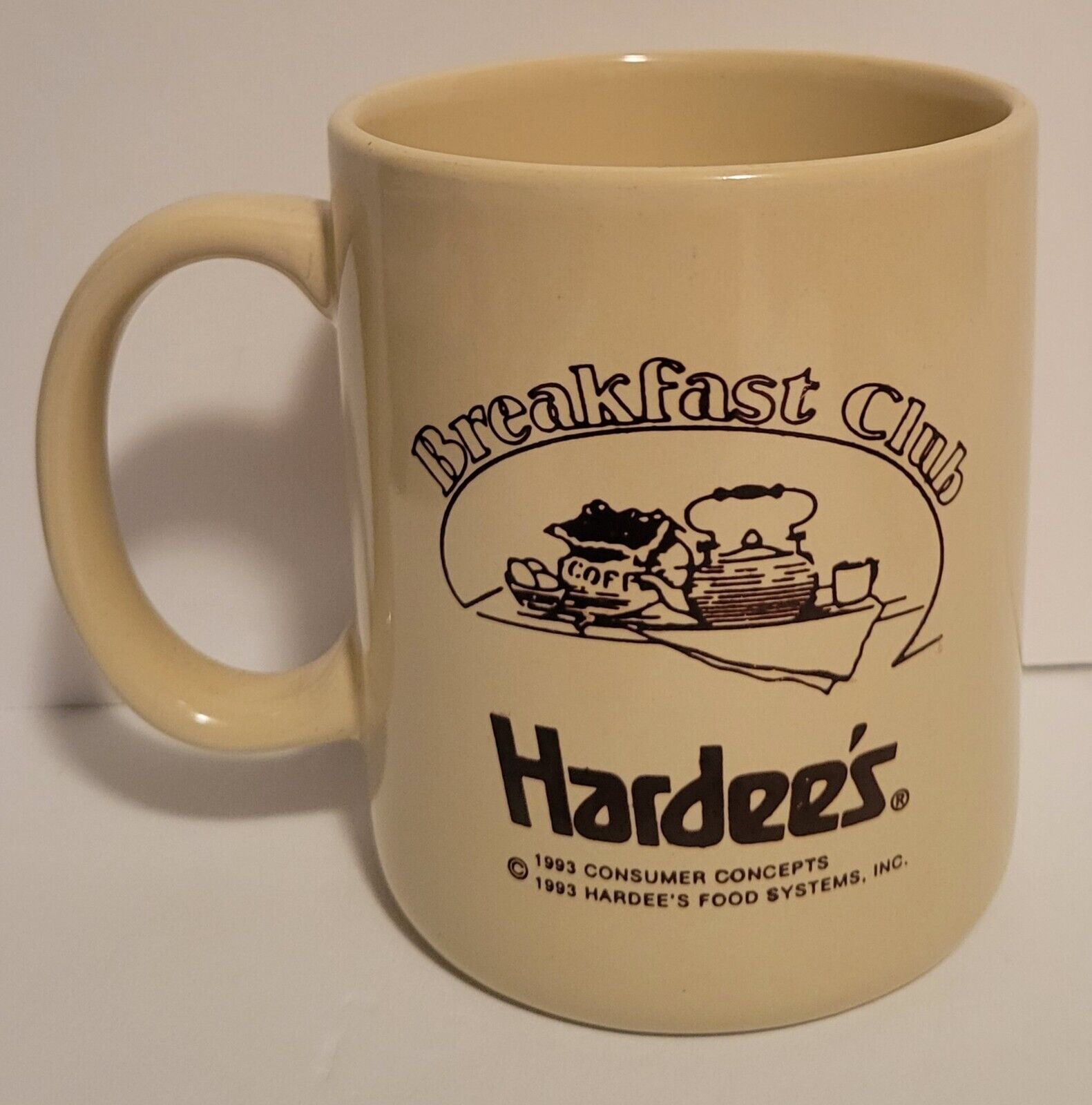 Vintage 1993 Original Hardee’s Breakfast Club Ceramic Coffee Mug Cup