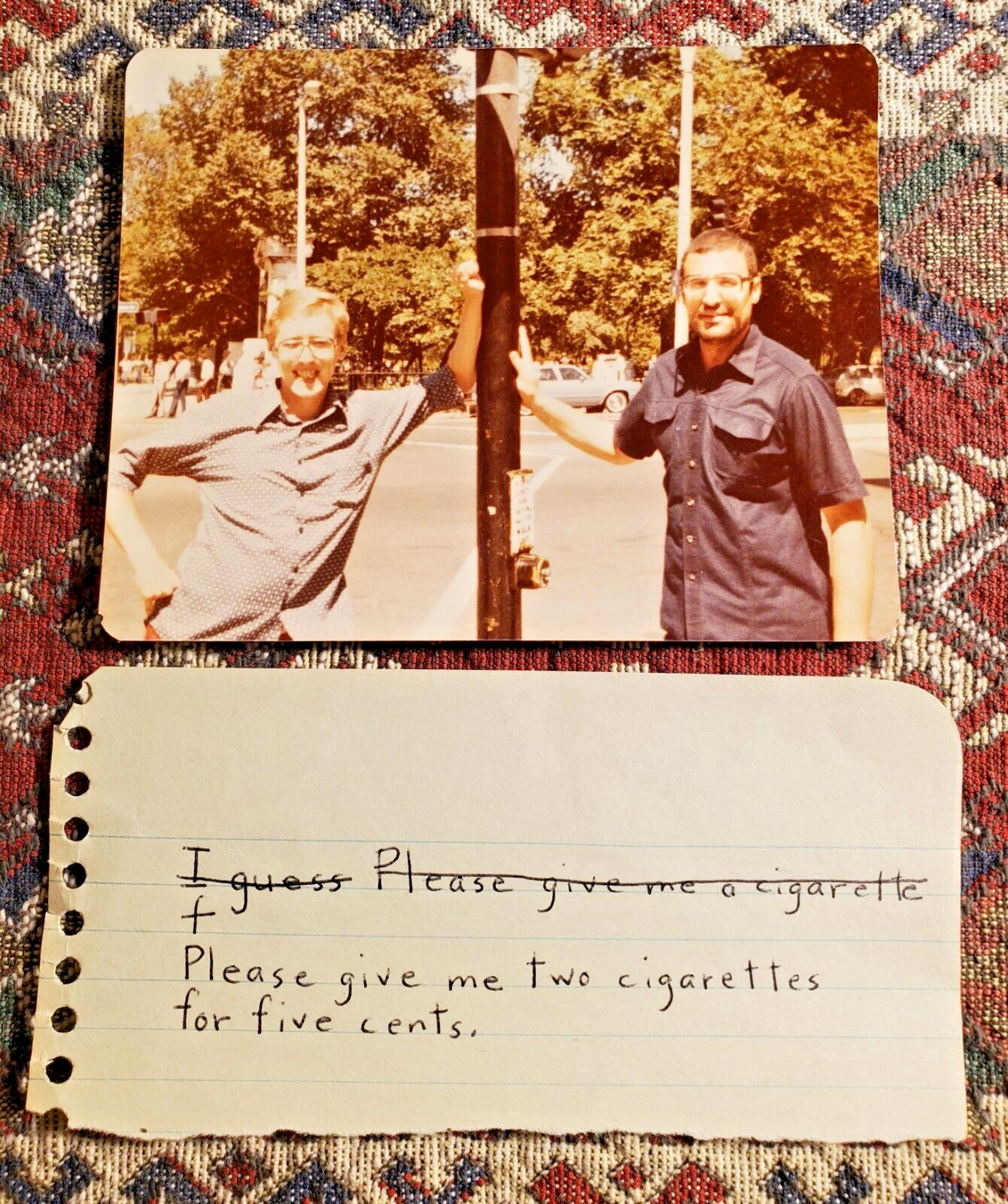 TWO MEN BEGGING FOR CIGARETTES at CENTER HOUSE, BOLYSTON ST, BOSTON, MASS -1981