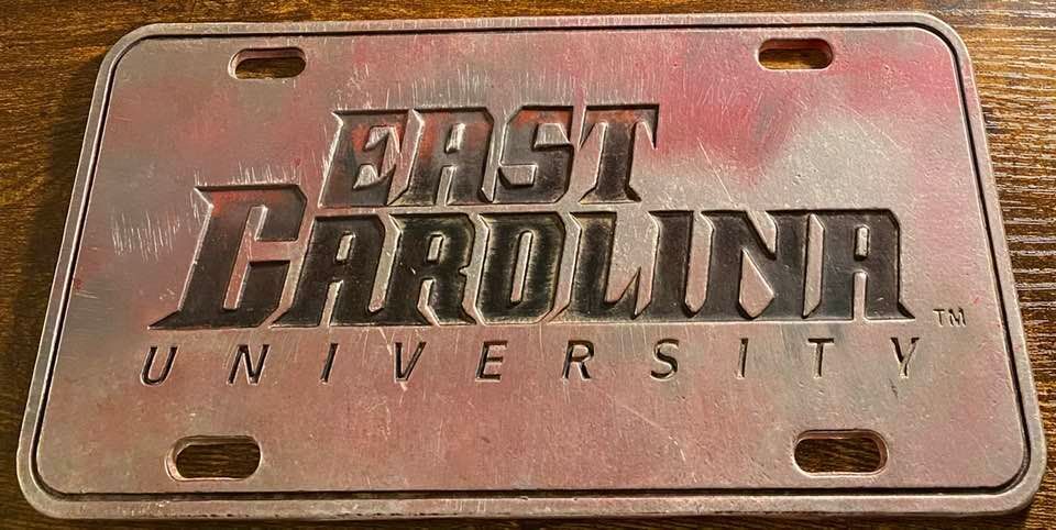 East Carolina University Pirates ECU Booster License Plate Heavy Pewter NC