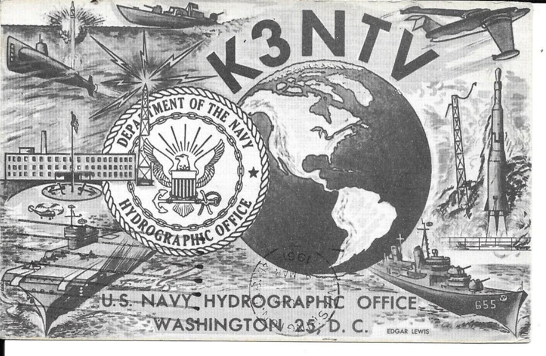 QSL 1960 Washington DC US Navy  Hydrographic  Office  radio card